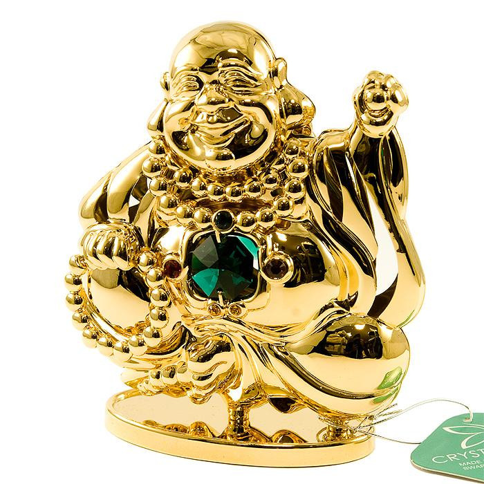 Złota figurka Budda z kryształkami swarovskiego 366-0246