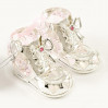 Srebrna figurka buciki z różową wstążeczką i kryształkami swarovskiego 122-0309