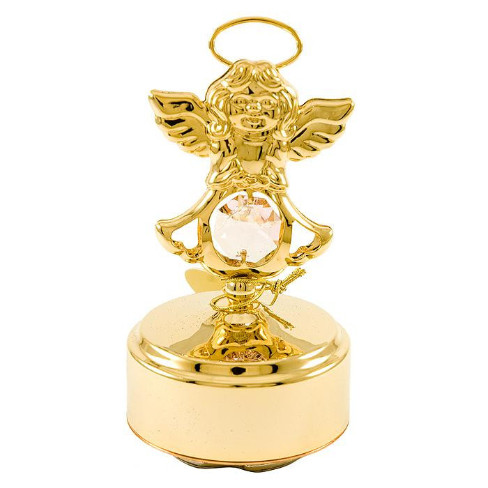 Złota pozytywka aniołek z kryszałkami swarovskiego 122-0312