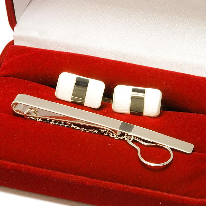 Komplet srebrnych spinek z czarnym paseczkiem KM32