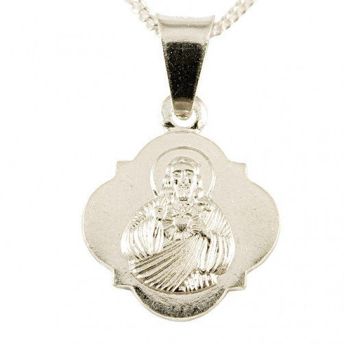Medalik srebrny Jezus Chrystus, Matka Boska Szkaplerzna M37