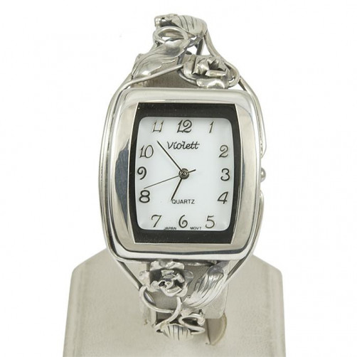 Srebrny zegarek damski na bransolecie + opcja grawer Violett 181