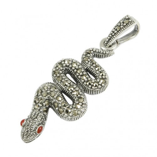 WIsiorek srebrny wąż z markazytami WIS32