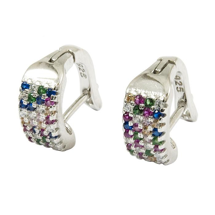 Kolczyki srebrne z kolorowymi cyrkoniami KOL12