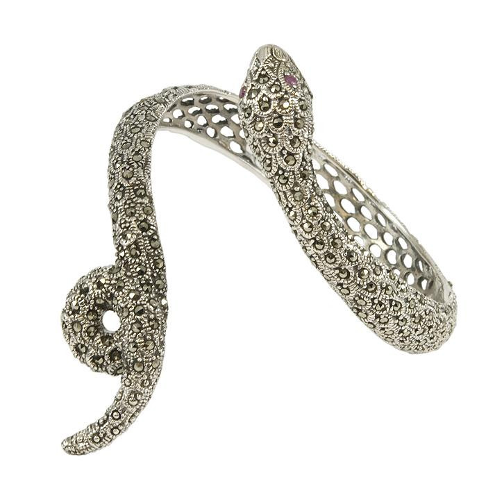 Bransoletka srebrna wąż z markazytami BRA22