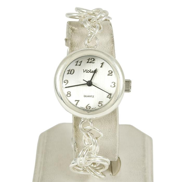 Srebrny zegarek damski na bransolecie Violett 183