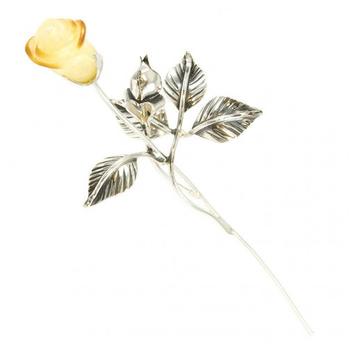 Róża srebrna z bursztynem 113/OP R3