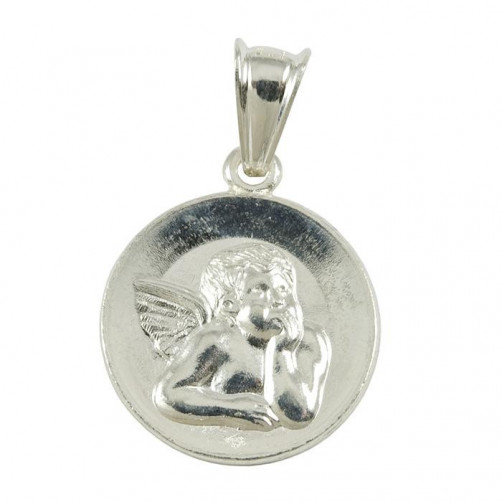 Medalik srebrny aniołek zamyślony M58