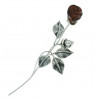 Róża srebrna z brązowym bursztynem ROZ3