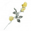 Róża srebrna z żółtym bursztynem ROZ4