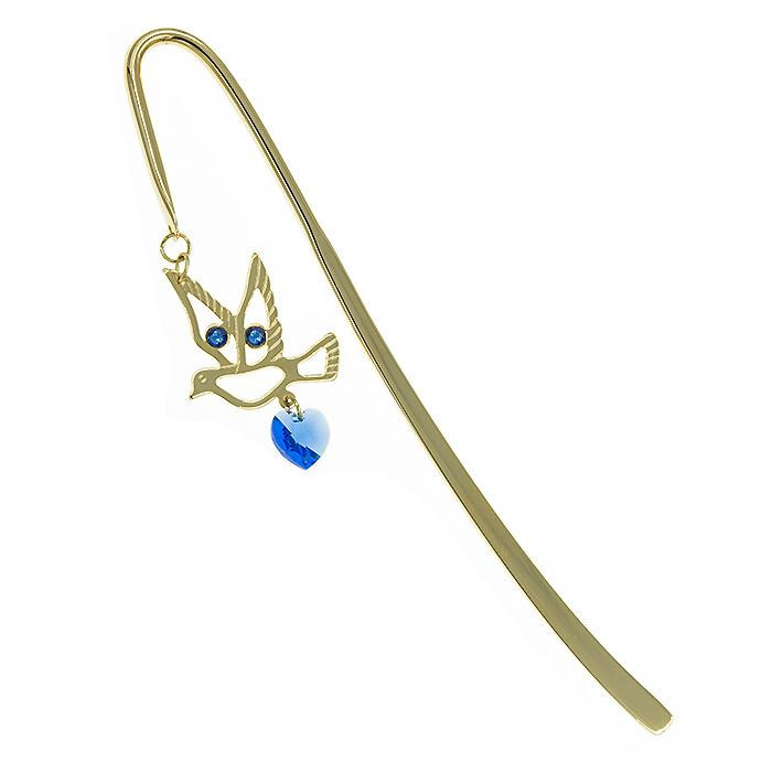 Złota zakładka do książek gołąbek swarovski 122-0128