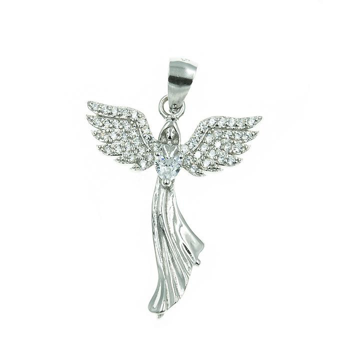 Wisiorek srebrny aniołek - cyrkonie WIS57