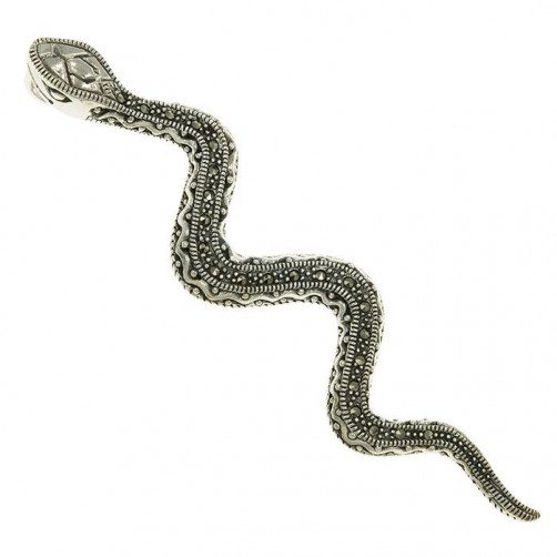 Wisiorek srebrny wąż z markazytami WIS60