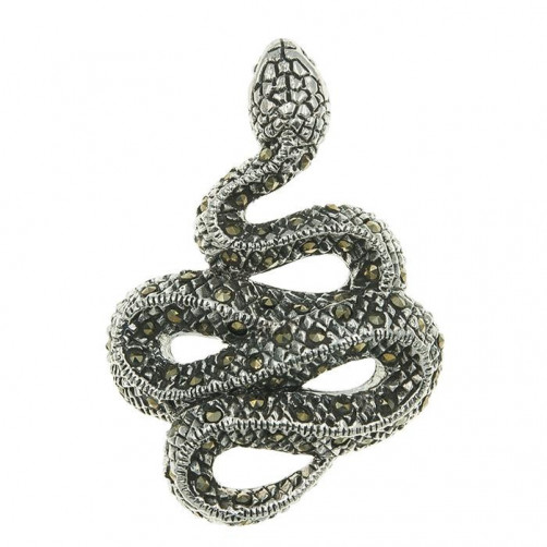Wisiorek srebrny wąż z markazytami WIS61