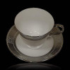 Komplet 6 filiżanek z talerzykami srebrny
