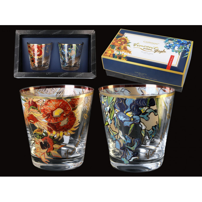 Kpl. 2 szklanek do whisky - V. Van Gogh. Słoneczniki + Irysy (CARMANI)