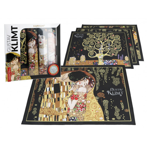 Kpl. 4 podkładek na stół - G. Klimt, mix (czarne tło) (CARMANI)