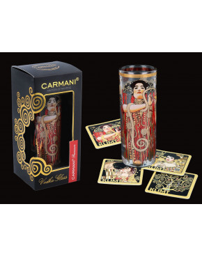 Kieliszek do wódki - G. Klimt. Medycyna (CARMANI) + komple 4 podkładek korkowych