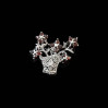 Broszka srebrna kosz kwiatów z markazytami i granatami 65/T