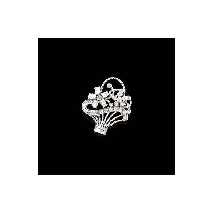 Broszka srebrna kosz kwiatów z cyrkoniami BR-144 TU 32/5