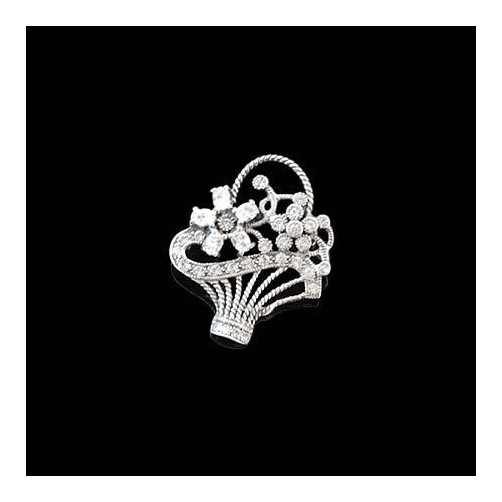 Broszka srebrna kosz kwiatów z cyrkoniami BR-144 TU 32/5