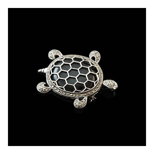 Broszko-wisior srebrny żółw z onyxem BR UN 104/8
