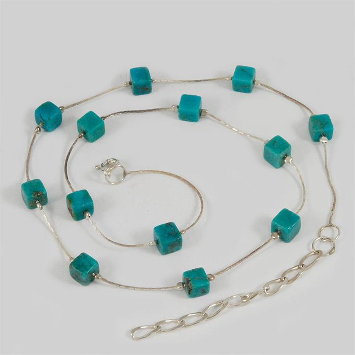 Naszyjnik srebrny z turkusami N33 6.1g
