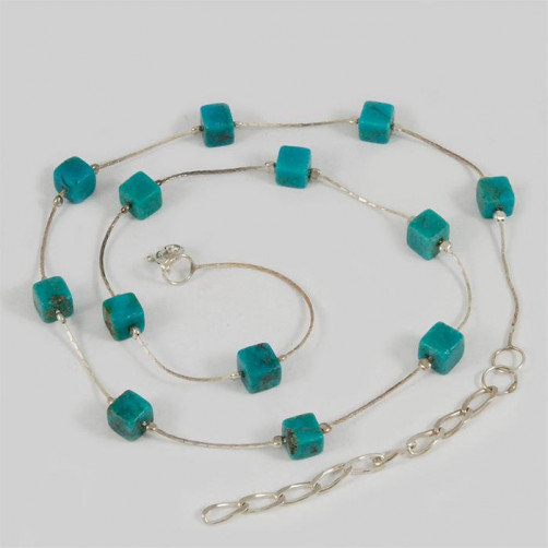 Naszyjnik srebrny z turkusami N33 6.1g