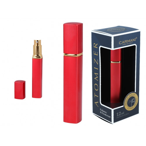 Atomizer - pojemnik karbowany na perfumy/płyn antybakteryjny - czerwony