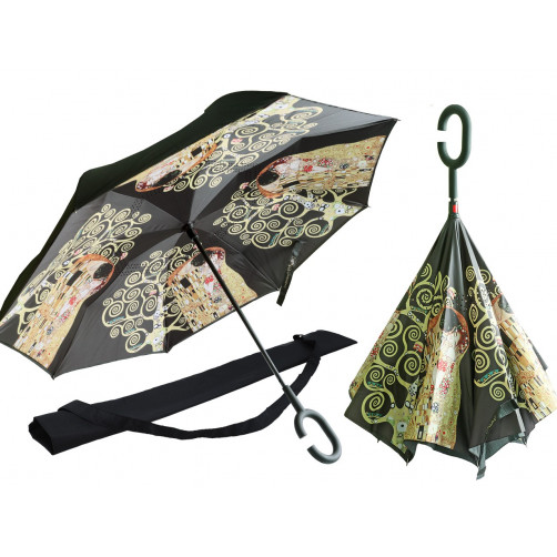 Parasol odwrotnie otwierany - G. Klimt, Pocałunek + Drzewo (CARMANI)
