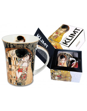 Kubek - G. Klimt, Pocałunek (czarne tło, CARMANI)