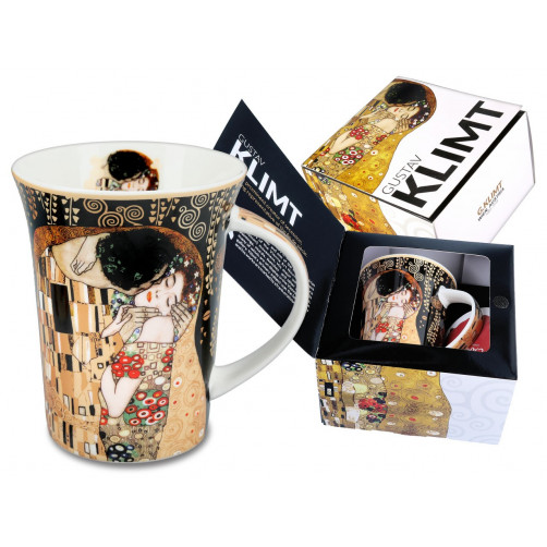 Kubek - G. Klimt, Pocałunek (czarne tło, CARMANI)