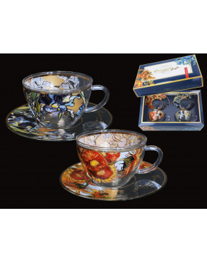 Kpl. 2 szklanych filiżanek ze spodkami - V. Van Gogh. Słoneczniki + Irysy (CARMANI)