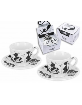 Kpl dwóch filiżanek ze spodkami espresso - koty