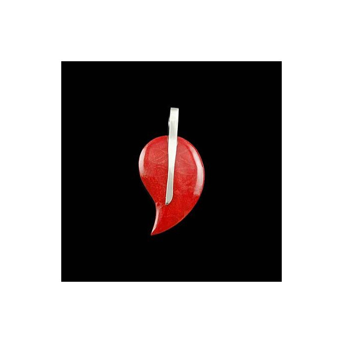 Zawieszka srebrna liść z koralowcem 39/T