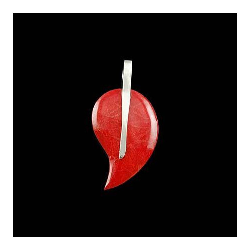 Zawieszka srebrna liść z koralowcem 39/T