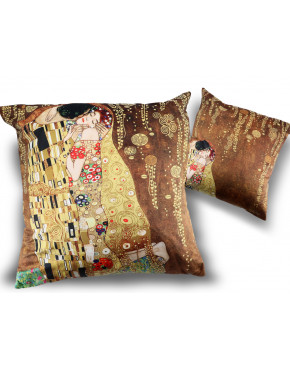 Poduszka z wypełnieniem/suwak - G. Klimt, Pocałunek (brązowe tło) (CARMANI)