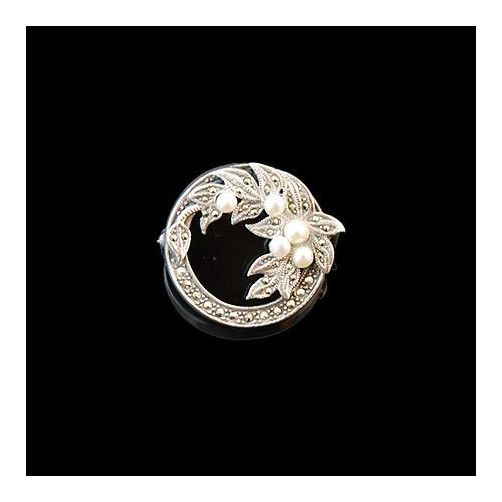 Broszka srebrna z onyxem BR JA 76/0 14.0g