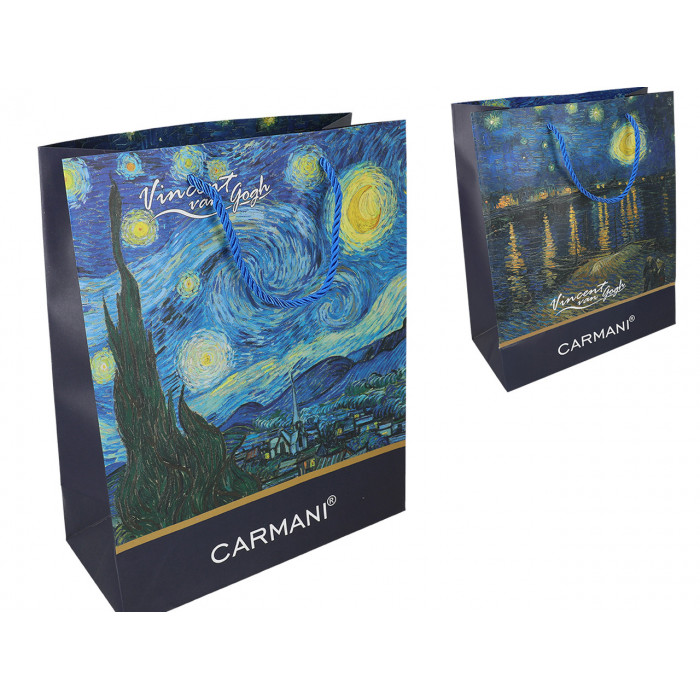 Torebka prezentowa - V. van Gogh, Taras Kawiarni w nocy, Gwiaździsta Noc (CARMANI)