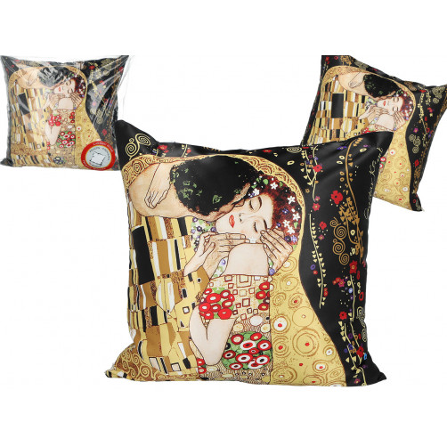Poduszka z wypełnieniem/suwak - G. Klimt, Pocałunek (czarne tło) (CARMANI)