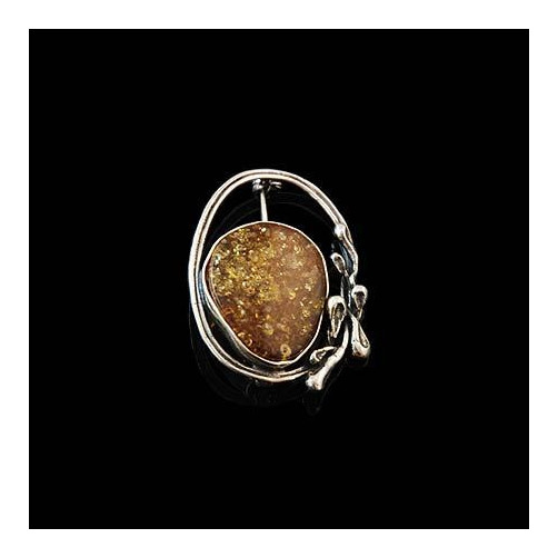 Broszka srebrna z bursztynem WS-6500 12.9g