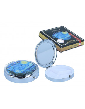 Puzderko na tabletki, okrągłe z lusterkiem - V. van Gogh, Gwiaździsta Noc (CARMANI)
