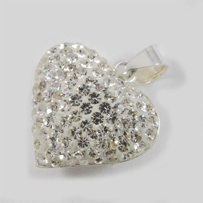 Wisiorek srebrny serce z kryształkami swarovskiego 33/T