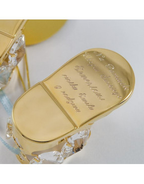 Złota figurka buciki z niebieskimi kryształkami Carmani 122-0039