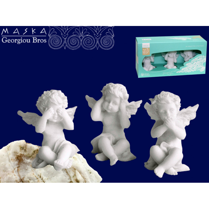Zestaw 3 aniołków - alabaster grecki