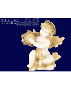 Aniołek grający na tamburynie - alabaster grecki 396-0628