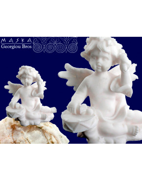 Aniołek grający na tamburynie - alabaster grecki 395-0627