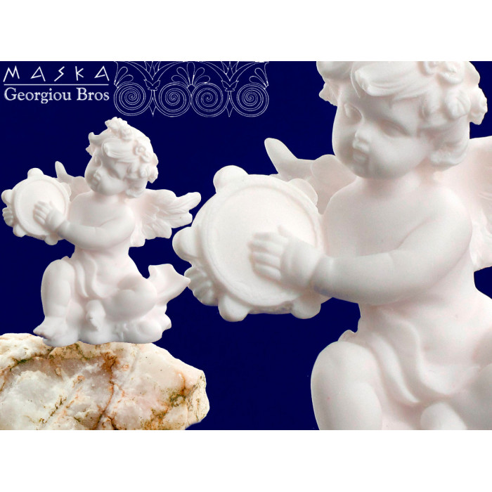 Aniołek grający na tamburynie -alabaster grecki