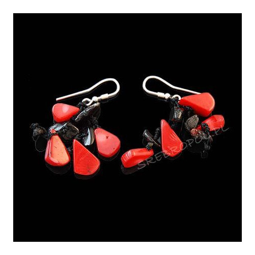 Kolczyki srebrne z bursztynem i koralowcem K KT 11/5