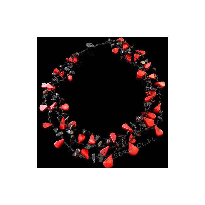 Naszyjnik z bursztynem i koralowcem N KT 25/0